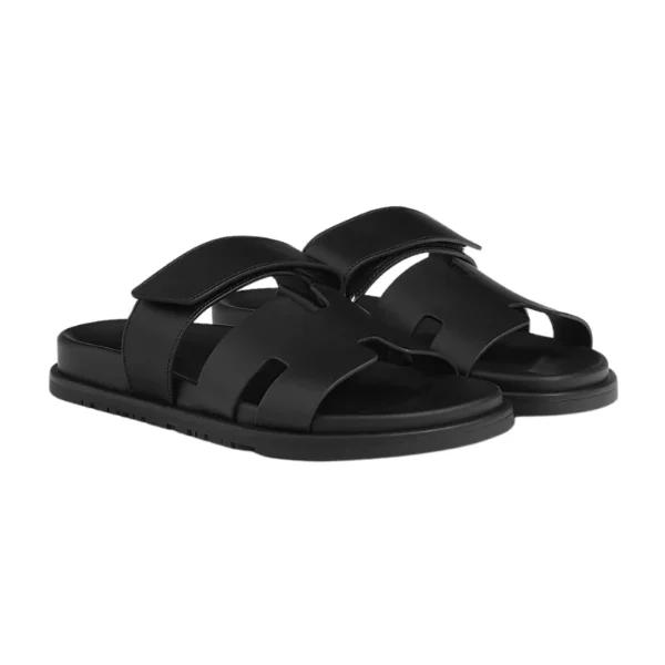 Hermes Chypre Sandal Noir Calfskin Leather